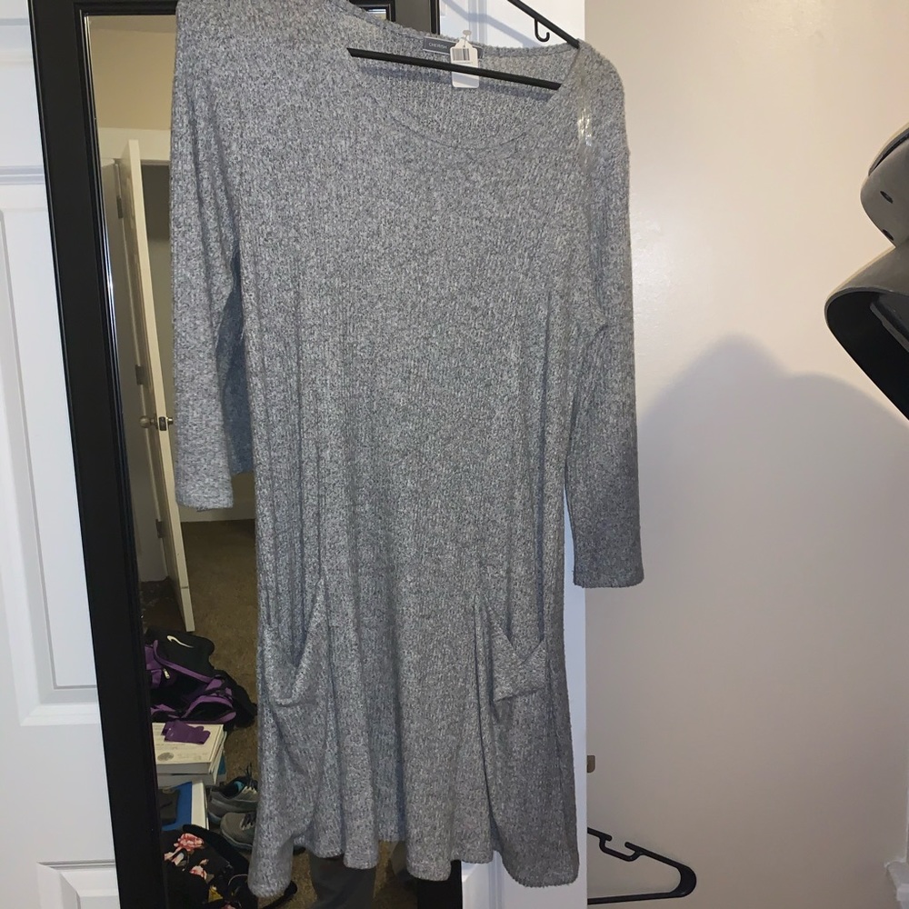 Gray sweater dress